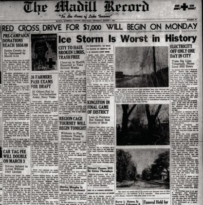 The Madill Record reported about a bad ice storm in 1945. Courtesy photo
