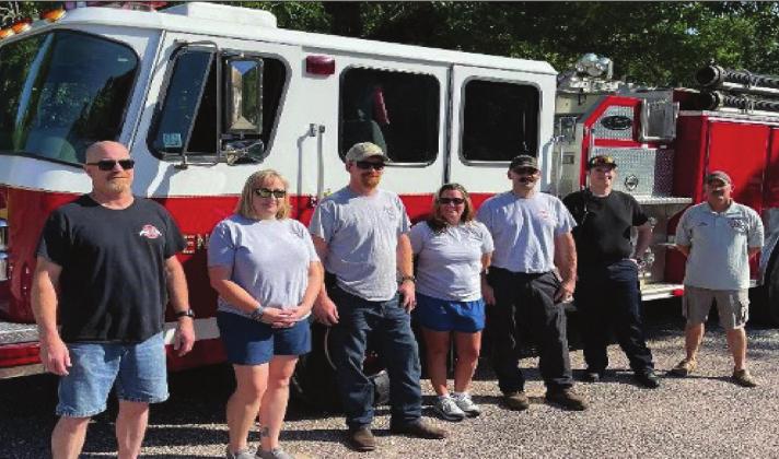 Left to right: Todd Cissell-Fire Chief, Brandie Cissell, Tracy Cissell, Kimberly Zaragoza, Cory McDonald, Michael Tuck, TJ May. Firefighters not present are Brad Mietchen, Frank Roberts, Zach Burns, and Dawson Bruce. Courrtesy photo