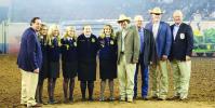 Grace Hartin, fifth from the left, was awarded the Farm Credit Academic Scholarship at the OYE Grand Drive on March 22. Courtesy photo
